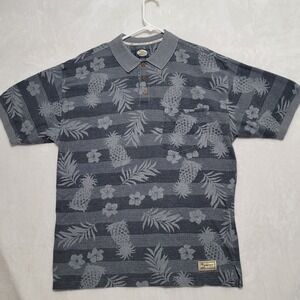 Tommy Bahama Men's Polo Shirt Sz L Large Gray Pineapple Short Sleeve Casual Knit